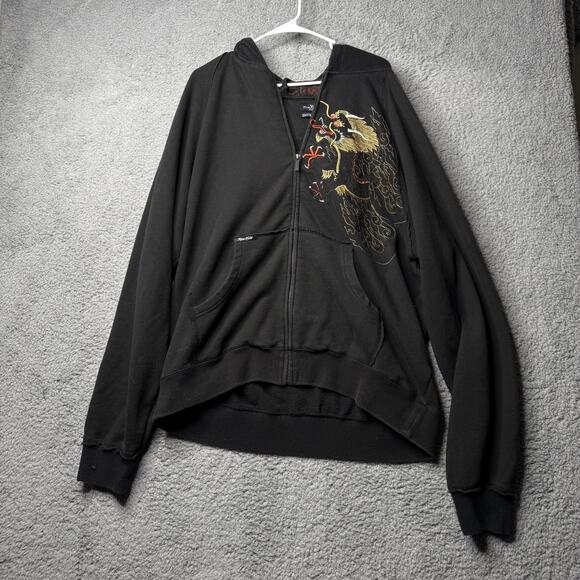Marc Echo Cut & Sew Jacket Men's XXL Black Dragon Embroidered Zip Up - Picture 1 of 11